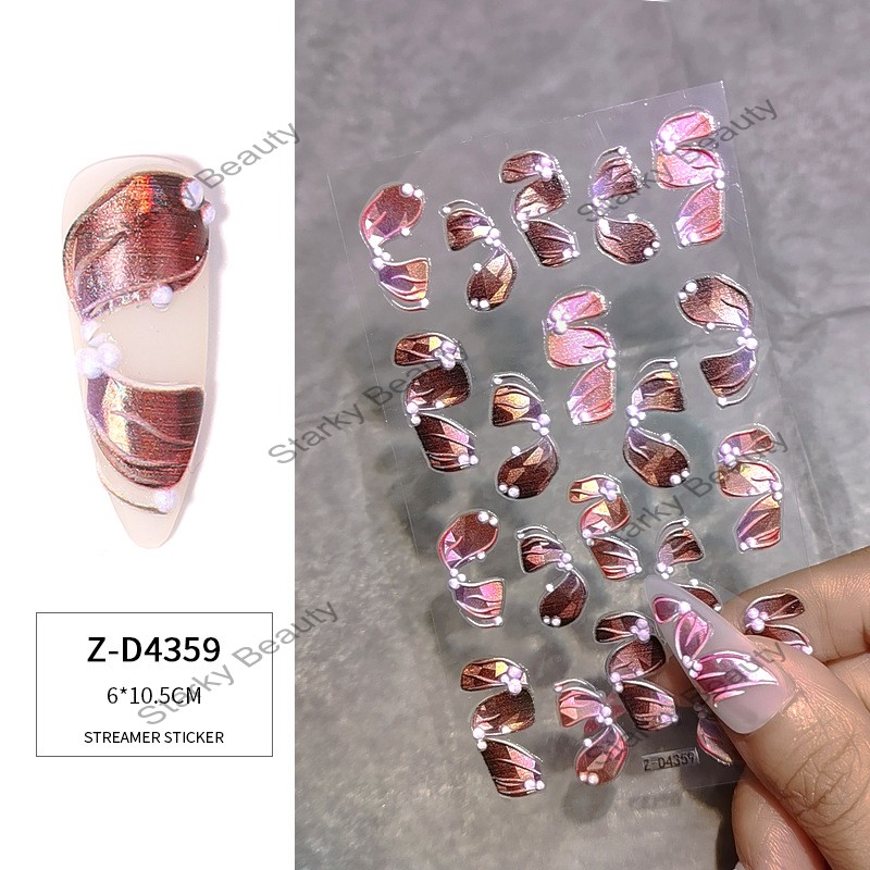 Nail art decals 5D nail stickers 5D embossed threedimensional ribbon