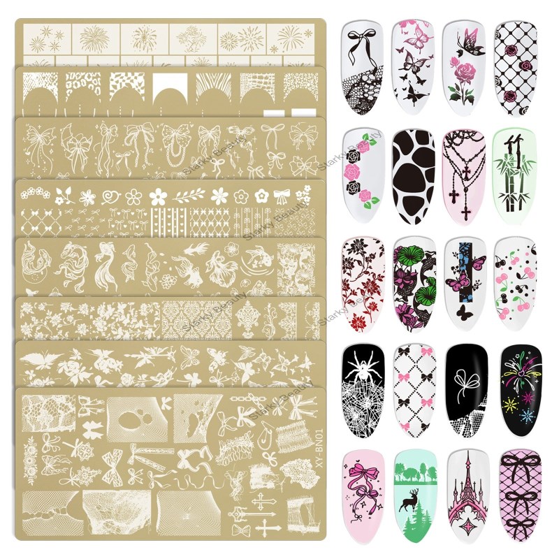 Nail Printing Steel Plate Bamboo Flower Butterfly Gold Rectangular Printing Plate Nail Transfer Tool