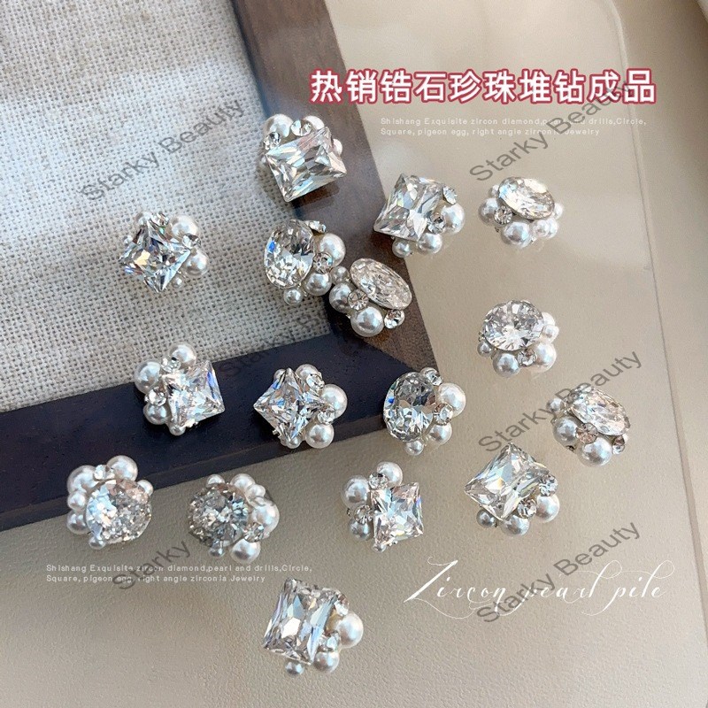 nail decoration 2025 new 3D circular pigeon egg right angle finished diamond