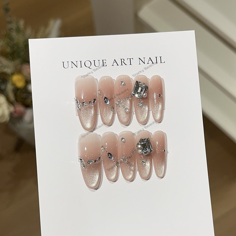 Handmade wearable nail plates, super beautiful and sparkling nail art, cat eyes,