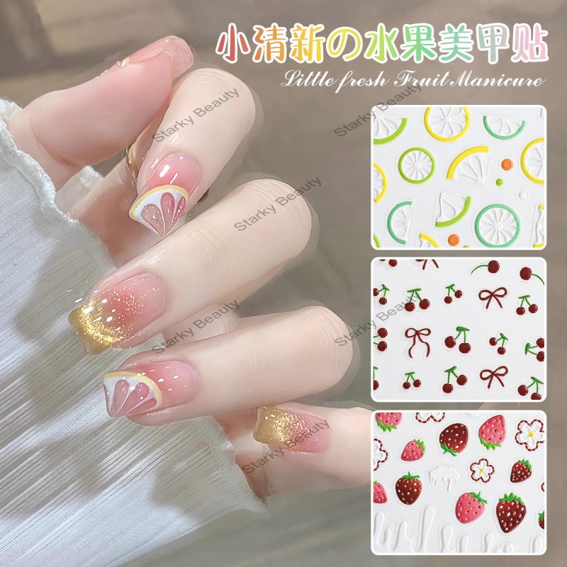 Relief Fruit Nail Stickers flower nail sticker