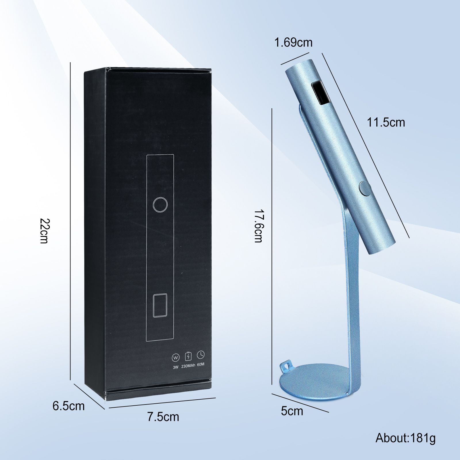metal straight light silicone nail spotlight phototherapy baking lamp handheld portable battery