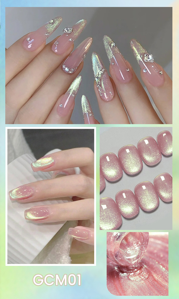 2025 double glitter powder crystal cat eye armor nail gel polish