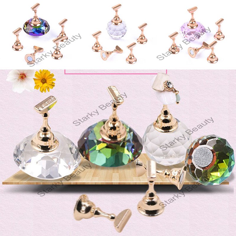 Japanese Magnetic Crystal Nail Tip Practice Display Holder( 1Base+5Tip)