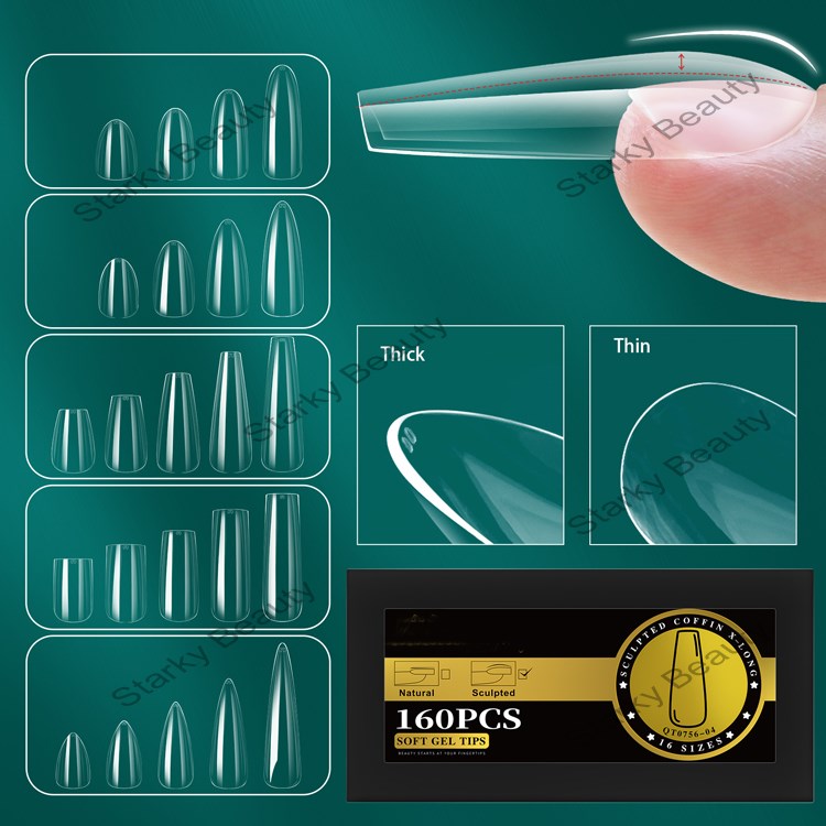 16SIZE Nail arch nail plate, semi frosted,without trace, fake nail In box,