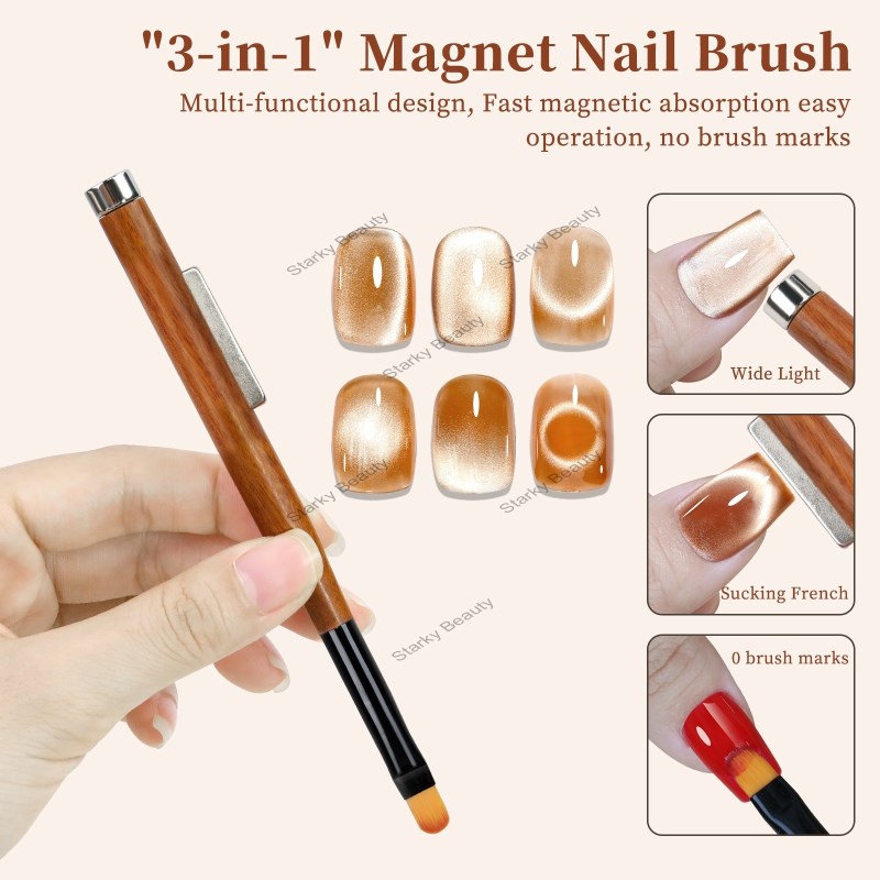 3 in 1 nail art dual head magnetic gel brush, suction for cat