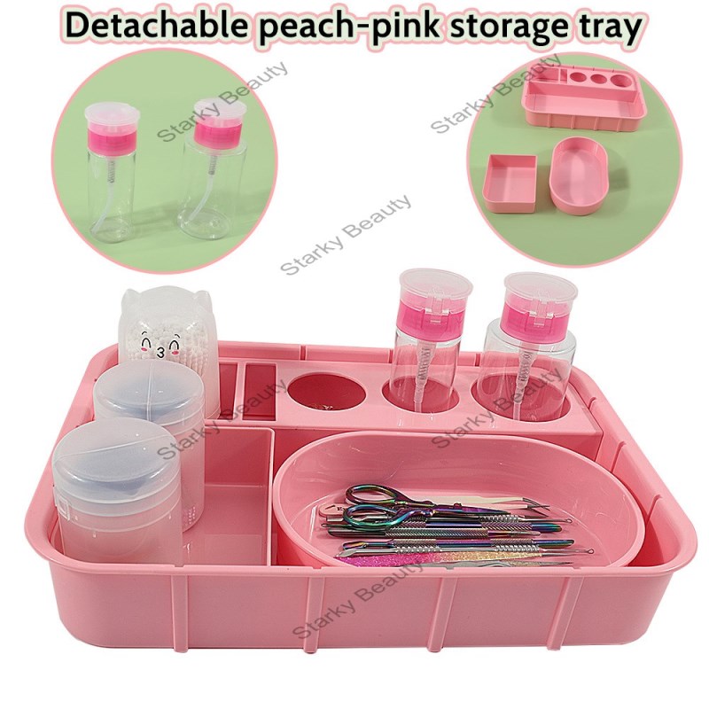 New Pink Workplate Set Stainless Steel Jewelry Tray Nail Tools Cosmetics Metal Storage Tray