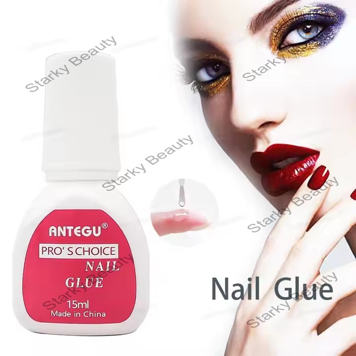 Wholesale Pink Nail Art Glue Adhesive 15ml Portable Fast Dry Antegu Nail Glue