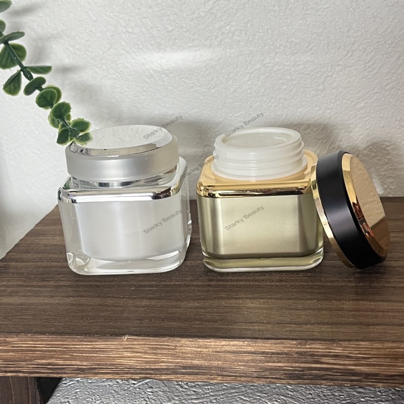 Acrylic round cap white square bottle cosmetic bottle cream bottle