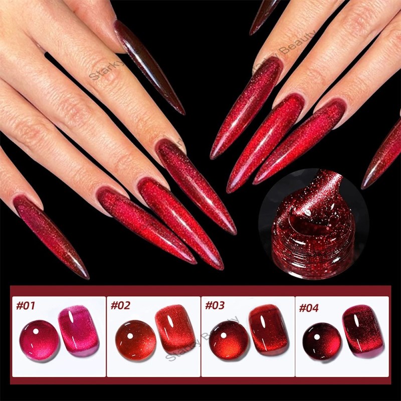 Metal Red Cat Eye Nail Oil Glue 2025 New Nail Art Super Flash Cat Eye Glue