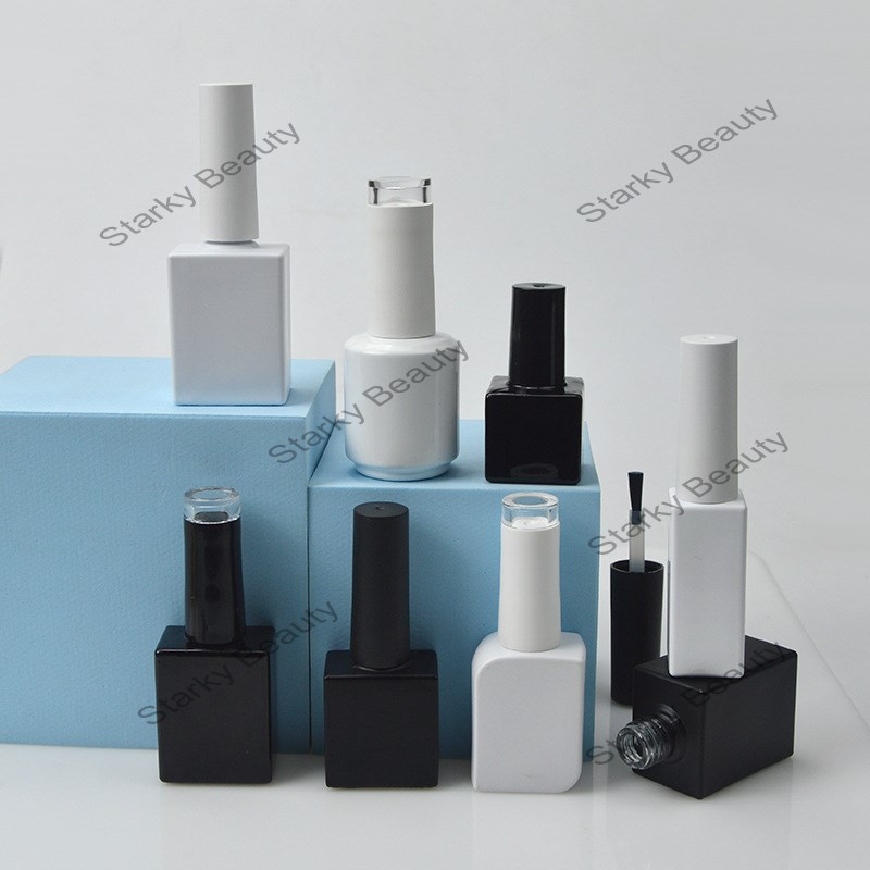 black white nail polish bottle with brush spot supply