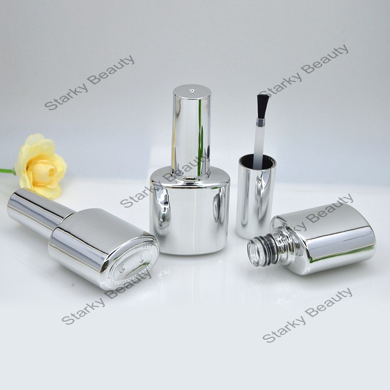 silver nail polish glue, empty bottle, light proof nail polish, with brush