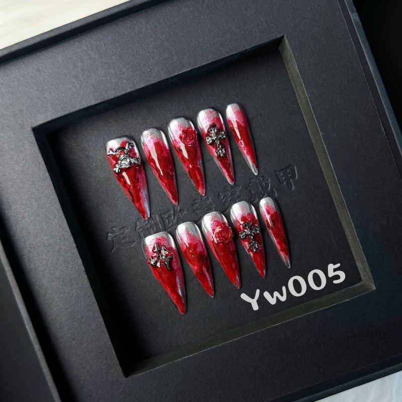 Almond Design Handmade 10pcs ABS Material Press-On False Nails Long Square