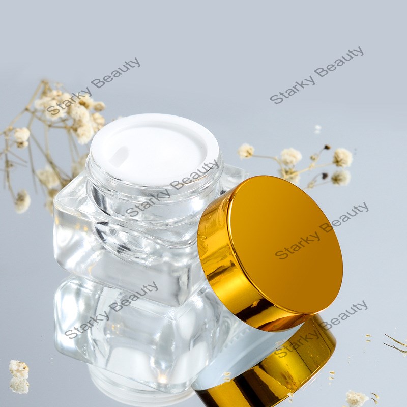 15g high-end square thick bottom glass cream bottle face cream sub bottle