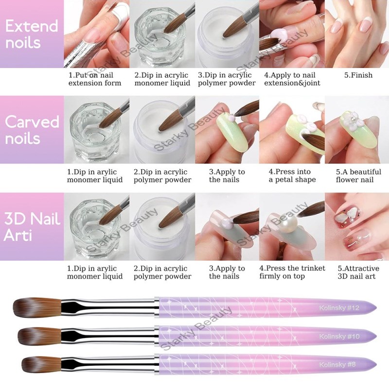 2025 purple engraved Kolinsky crystal pen mink brush crystal powder extension brush