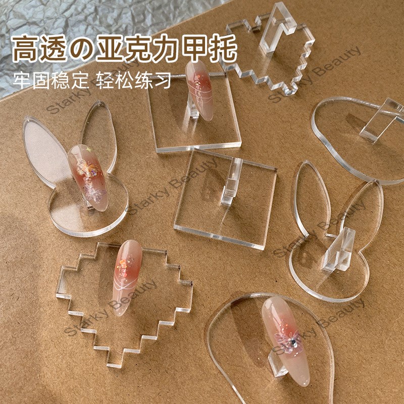 nail practice nail plate holder Japanese transparent nail holder base with practice seat