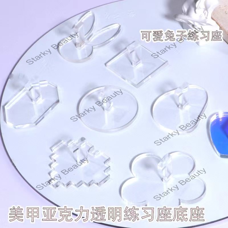 nail practice nail plate holder Japanese transparent nail holder base with practice seat