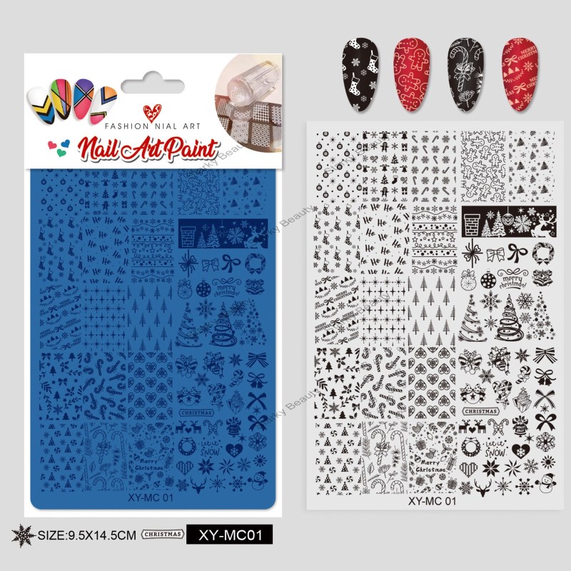 2025 Christmas Deer Christmas Tree Printing Adhesive Transfer Nail Printing Steel Plate