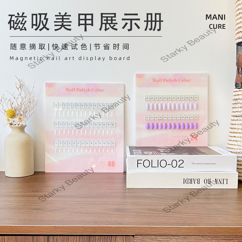 Nail art magnetic display board, detachable nail piece, acrylic color card, work display rack