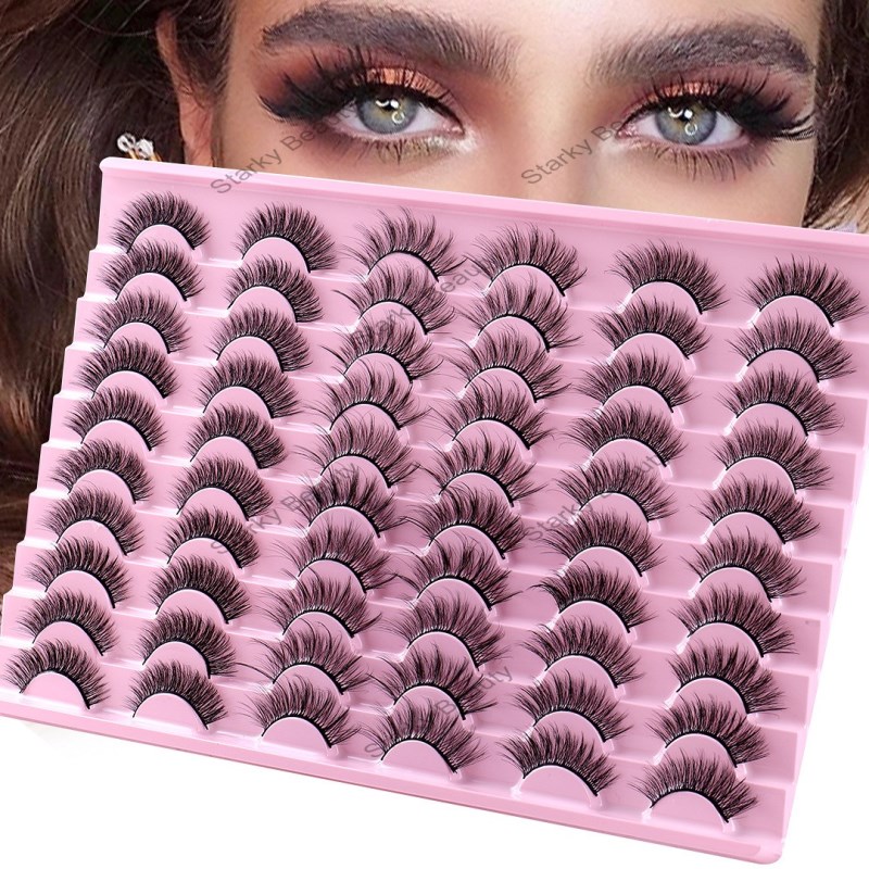 New Product DD Synthetic Fiber Russian Curl False Eyelash 30 Pair Pack Thick Natural Grafted Eyelash