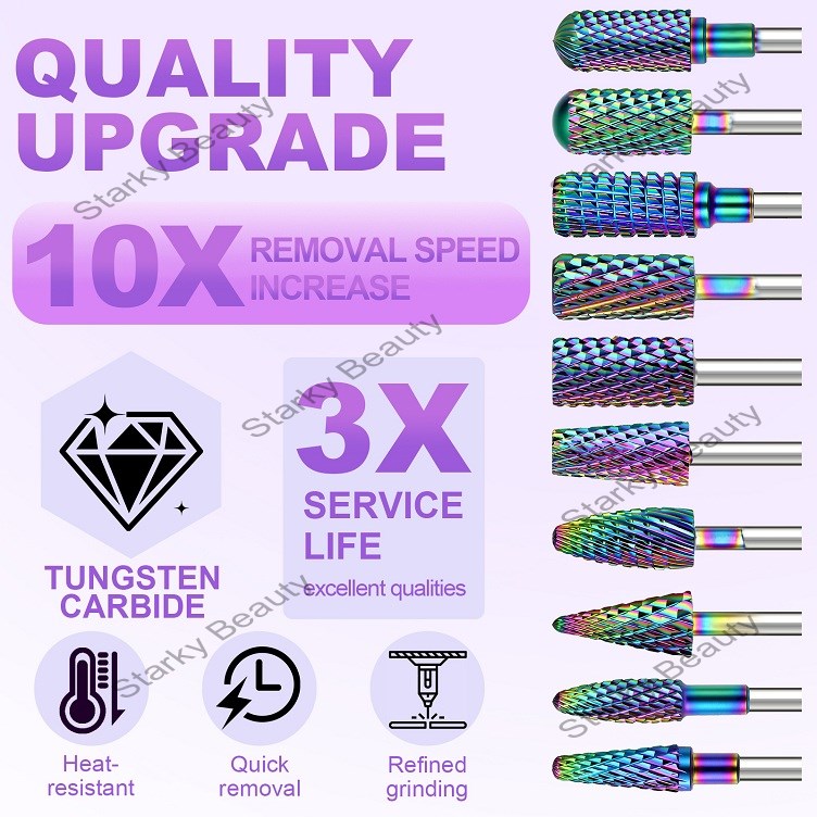 Rainbow Plated Alloy Nail Polishing Head Electric Nail Polishing Machine Grinding Head Acce