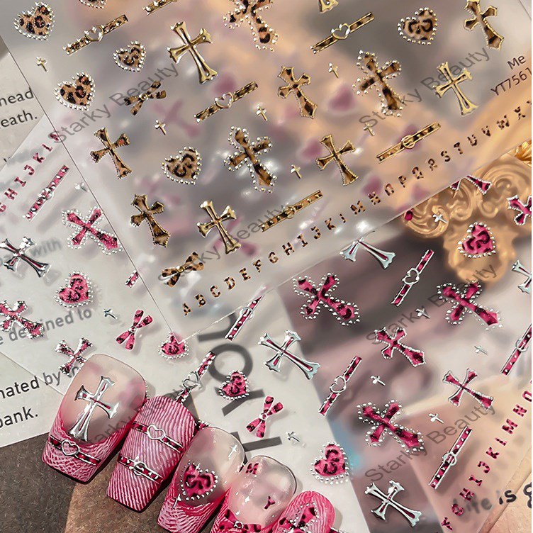 Nail Stickers Leopard Cross Stickers Nail Sweetness Nail Accessories Wholesale