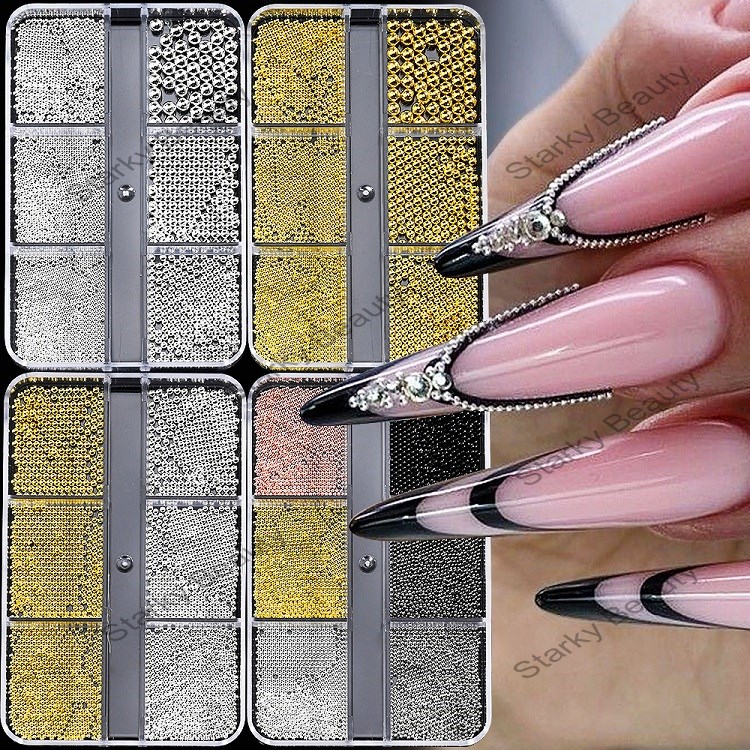 manicure mini small steel ball jewelry gold and silver bead chain nail jewelry