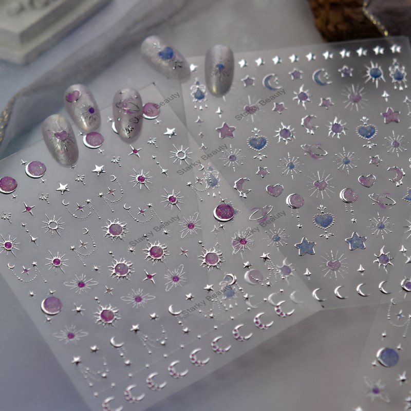 hot stamping nail stickers, light luxury style nail stickers, exquisite style metal nail sticker