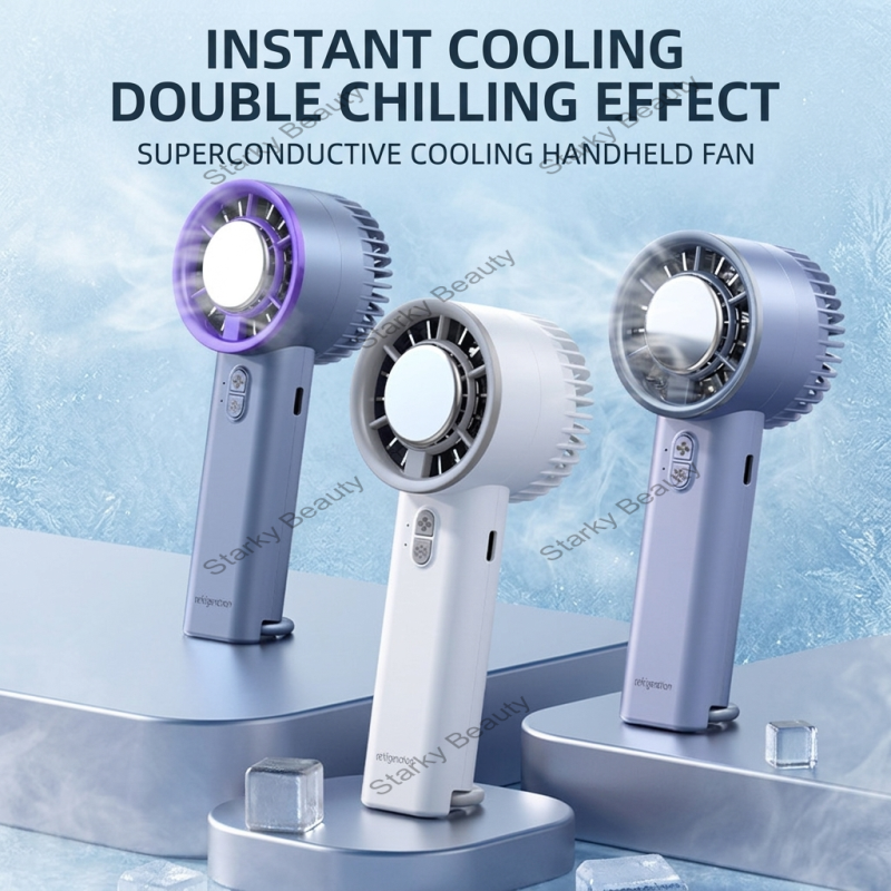 Semiconductor Icing Cooling Fan, Handheld Portable Desktop Charging Turbine USB Fan