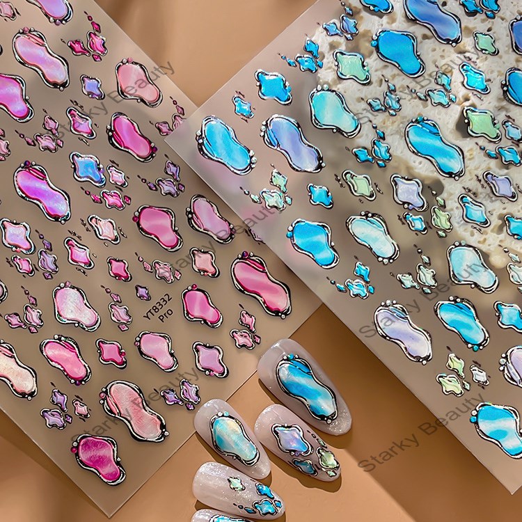 Embossed and bronzing deep sea shell nail art decal, exquisite and light luxury style decorative dec