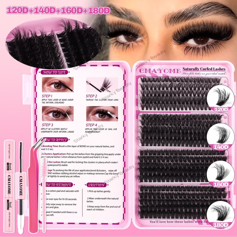 400 single cluster fluffy 8-16mm DIY natural dense D-curve natural curl segmented false eyelashes