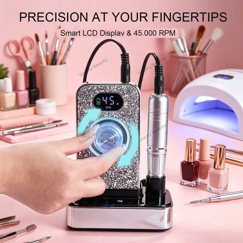 No-heat, silent, high-speed nail polish sander for nail salons
