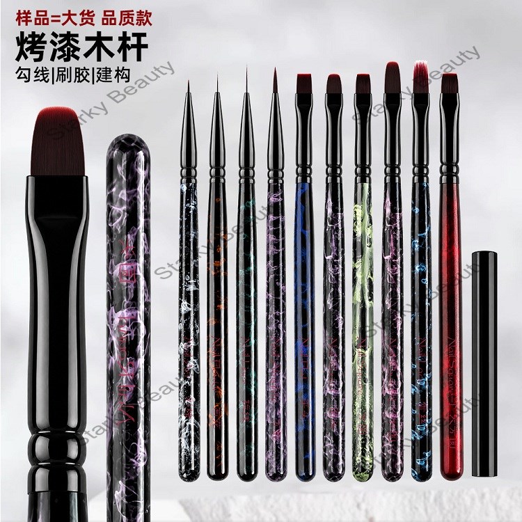Nail Art Brushes Fine Liner Round Flat Brush Nail Therapy Painted Pen