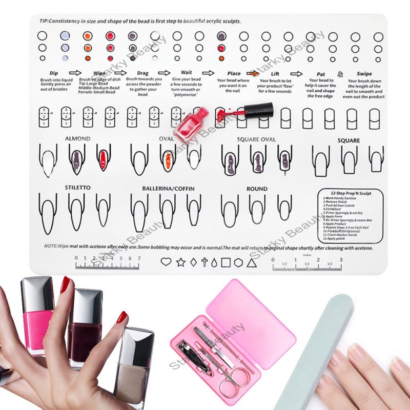 Silicone Nail Mat Nailpad Color Palette Nail Practice Desk Mat Stickers Printing Mat