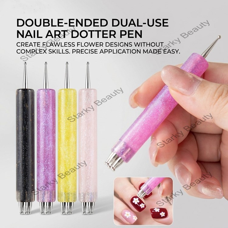 New nail art five petal flower dot pen glitter rod multi head nail art dot tool