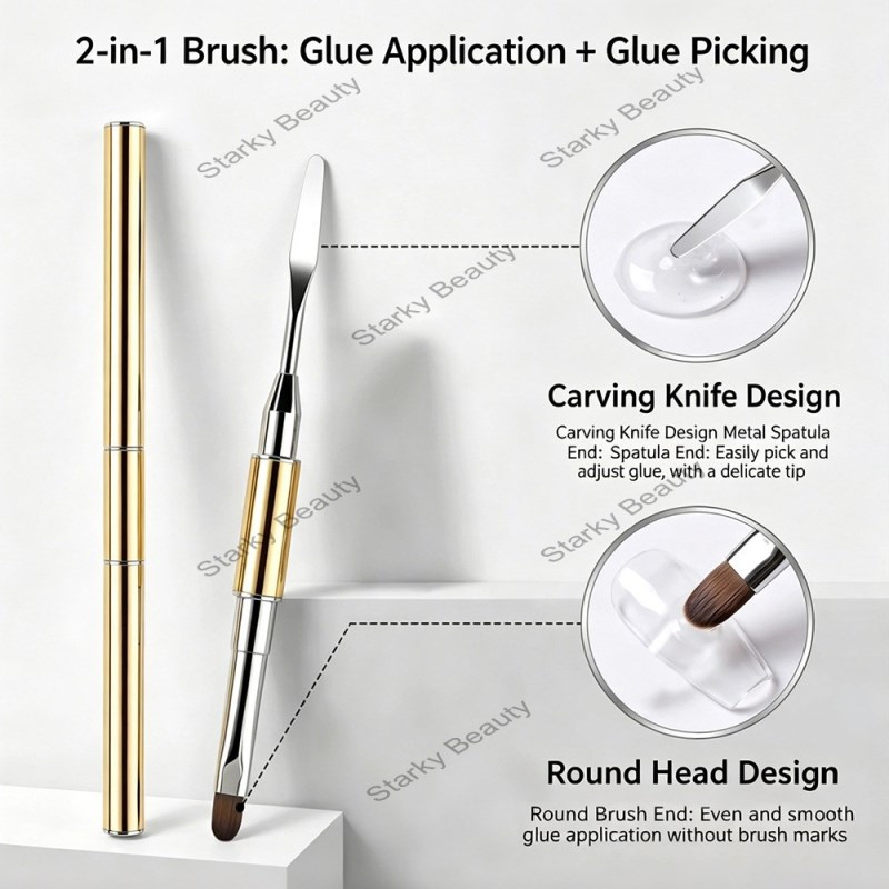 Two-in-One Nail Brush, Gel Brush & Scraper, Acrylic Nail Extension Gel Brush