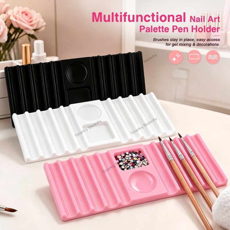 Nail art pen holder, nail extension tray, multi-functional color palette, pen holder