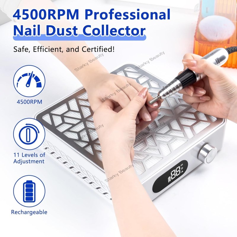 Professional Brushless Silent Nail Dust Collector Upgraded Version With Adjustable Speed 4500RPM
