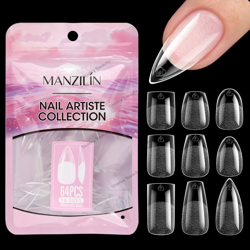 scarless semi frosted coarse sand almond short almond nail plate nail art fake nail extension