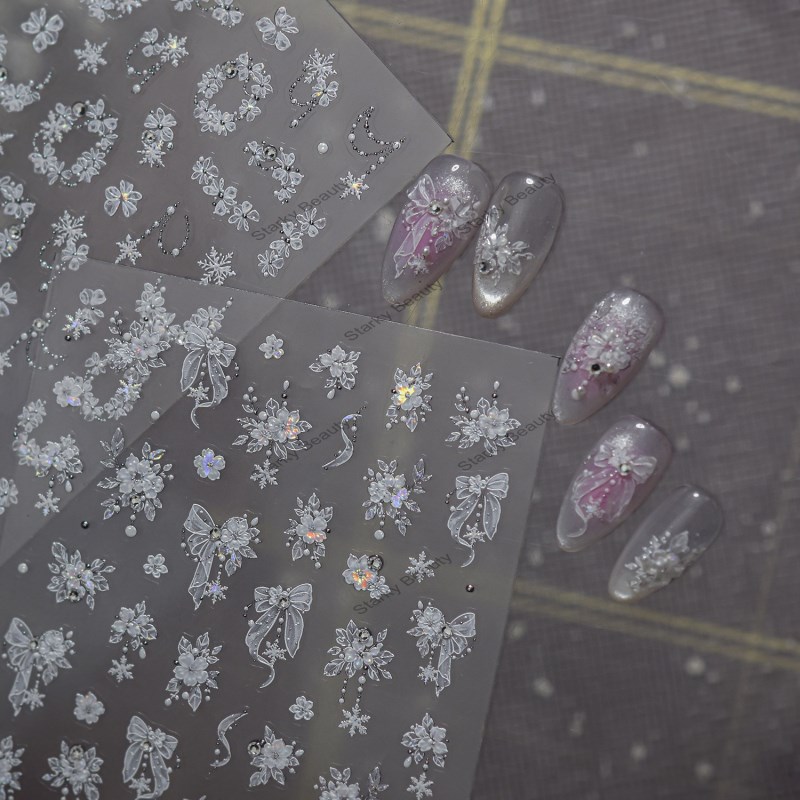 Relief Nail Stickers New Fresh Nail Stickers Vine Flower Jewelry Stickers