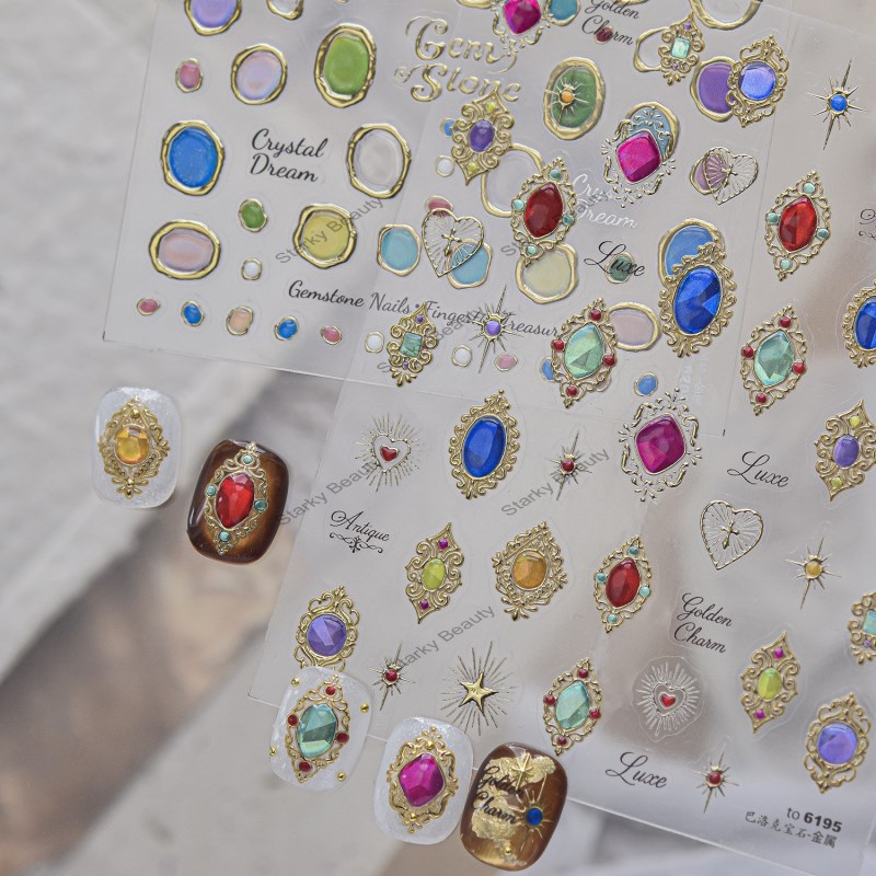New Palace Color Treasure DIY Nail Stickers Baroque Gemstone Nail Decoration Stickers