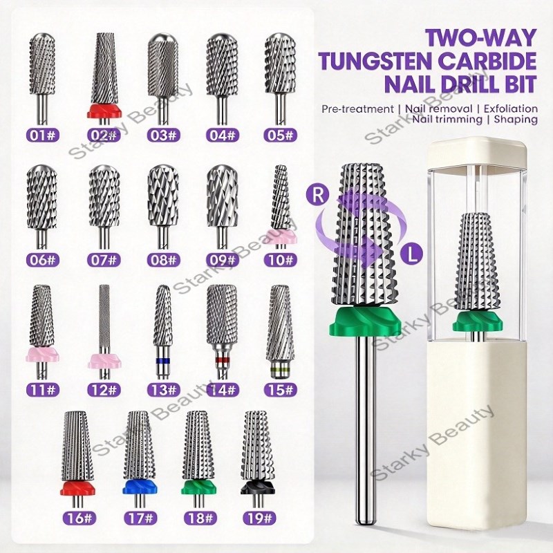 Professional Nail Remover Bit,Two-Way Rotation Tungsten Carbide Nail Drill Bit for acrylic nail