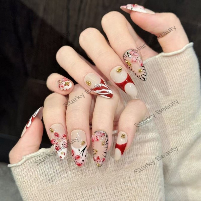 Autumn/Winter Long and Short Fake Nails, Handmade Wearing, Wholesale Nail Patch