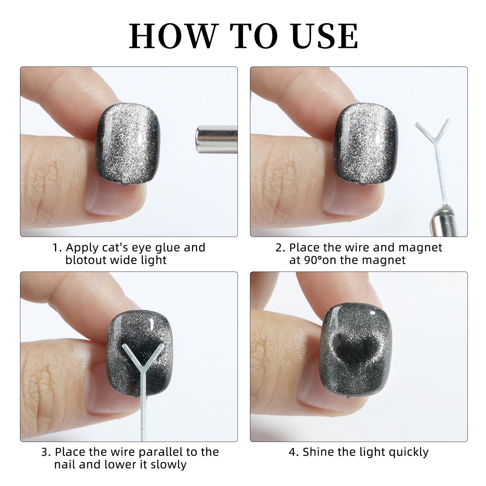 new heart-shaped cat eye nail art tools y shape small iron piece
