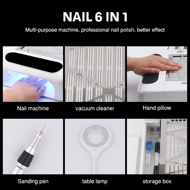 japanese 6 in 1 nail dust collector vacuum cleaner machine powerful nail dust extractor