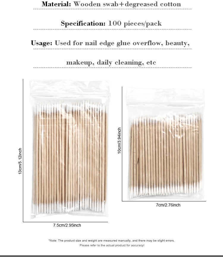 nail polish overflow glue pointed cotton swab, disposable nail groove gap removal cotton swab