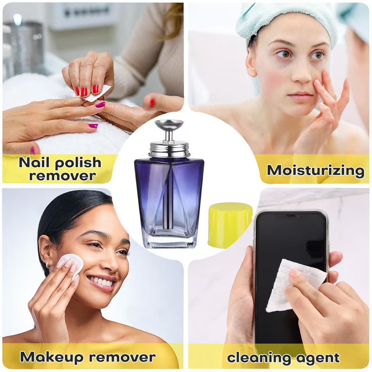 nail glass pressing bottle, alcohol bottle, splash proof, corrosion proof, transparent nail removal