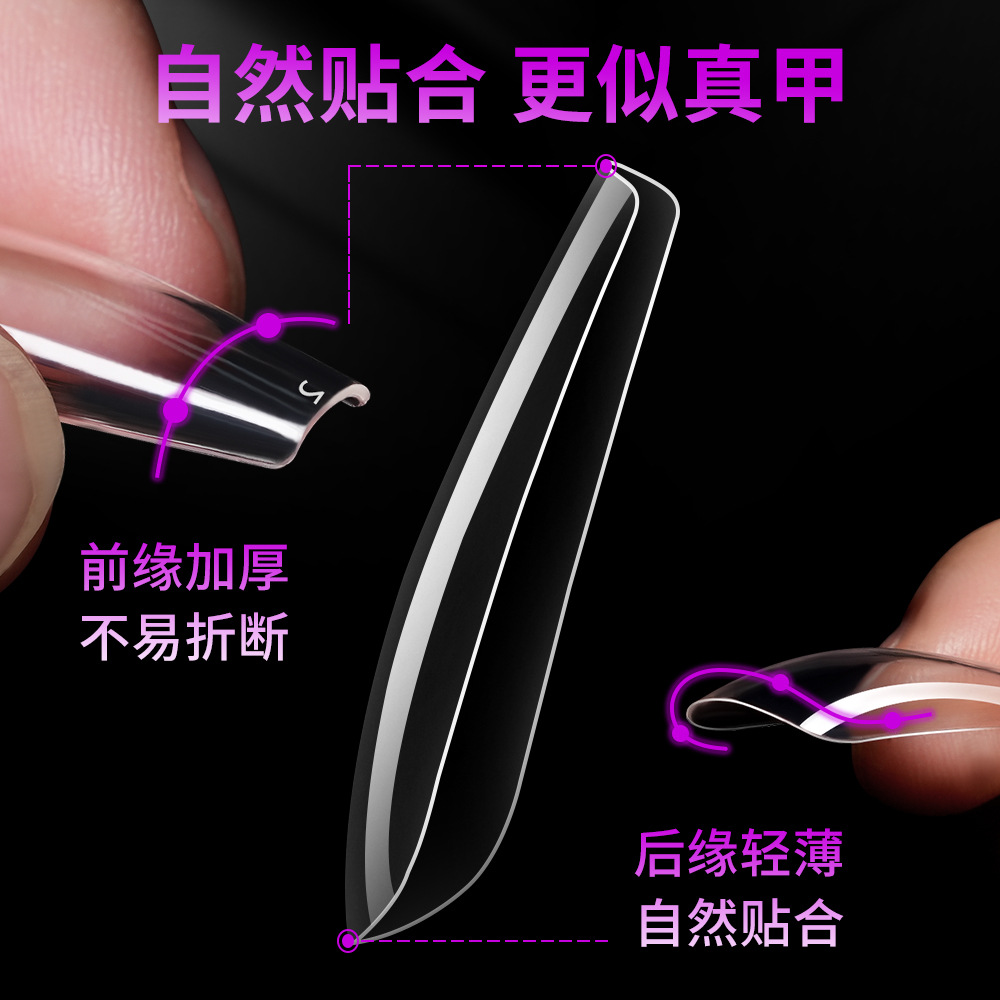 96pcs ultra thin, non trace, fully transparent fake nail patch, detachable, wearable,