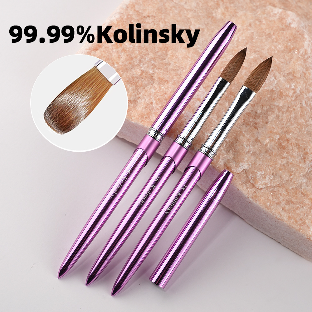 pure kolinsky hair purple metal handle nail acrylic brush