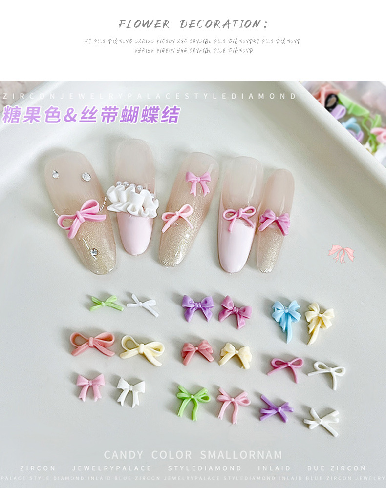 12 mini bow nail accessories size mixed black and white pink tie nail accessories